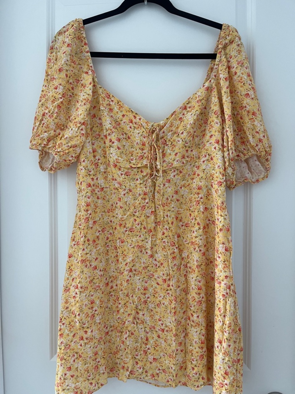 Ever New Yellow Floral Lace-Up Mini Dress - Picture 2 of 5